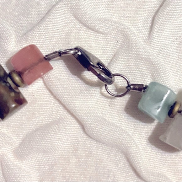 Semi Precious Stone Bracelet Brilliant Multicolor withh Silver Clasp - Picture 4 of 8